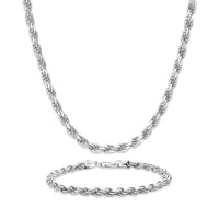 4mm Rope Chain Set – Silver Finish