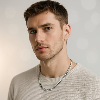 5mm Cuban Link Chain – Silver Finish