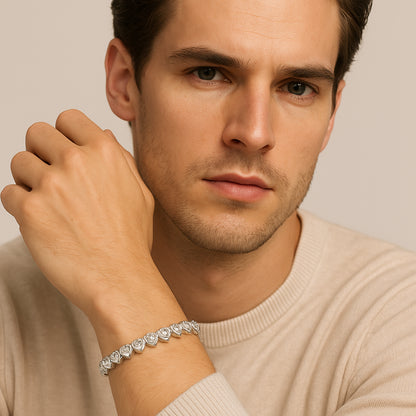 5mm Heart Tennis Bracelet – Silver Finish