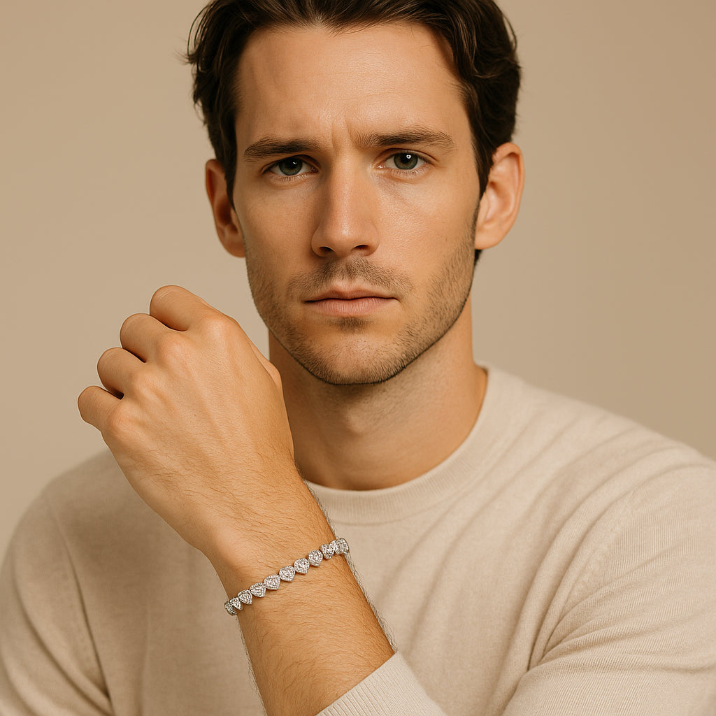 5mm Heart Tennis Bracelet – Silver Finish