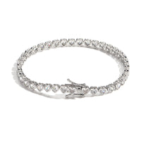 5mm Heart Tennis Bracelet – Silver Finish