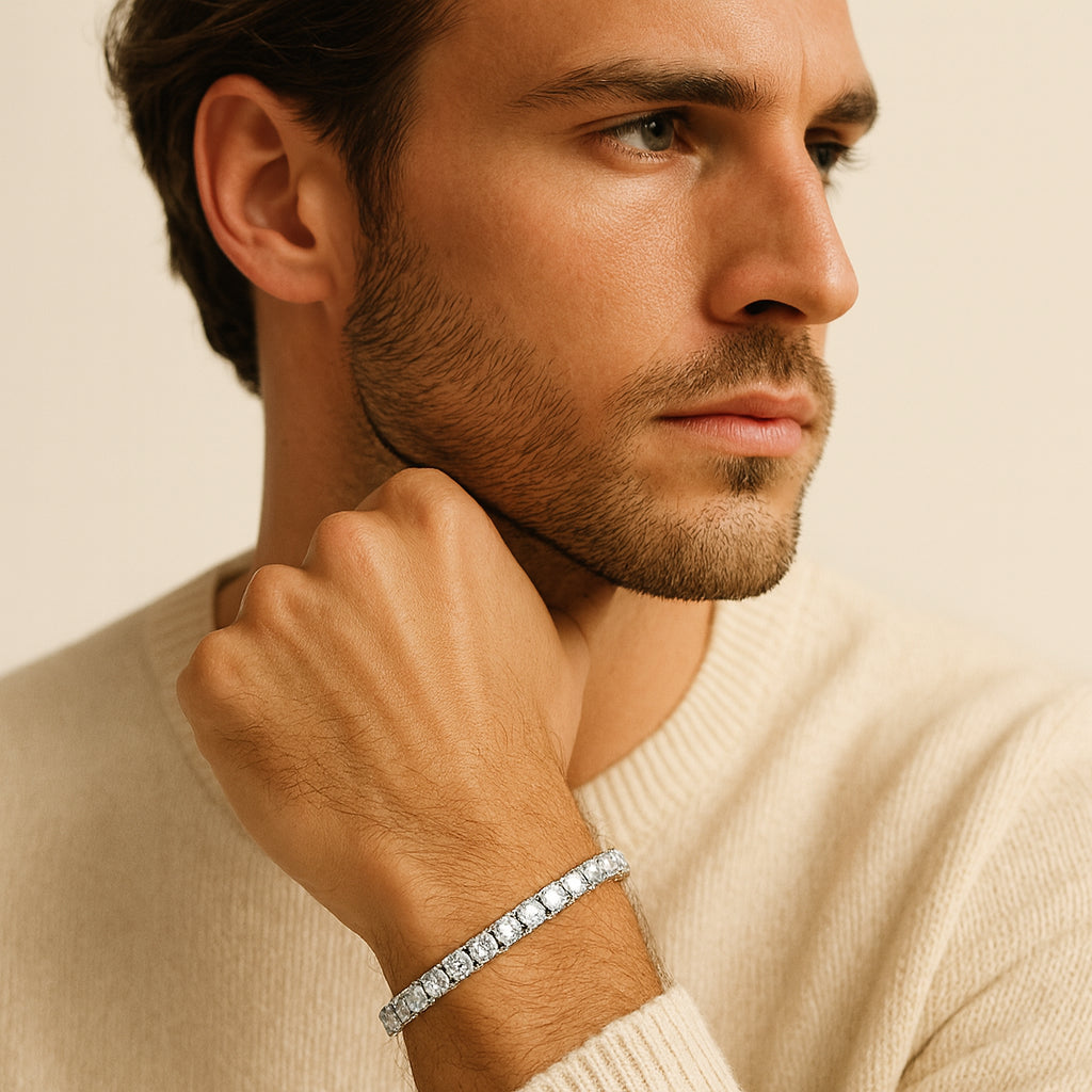 5mm 925 Sterling Silver Moissanite Tennis Bracelet – White Gold Finish