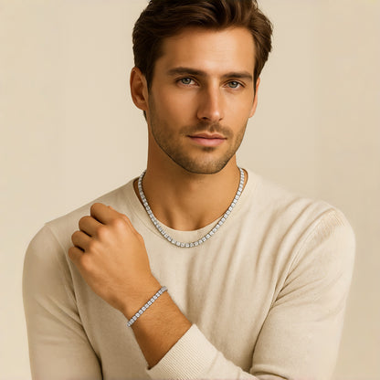 5mm Sterling Silver Moissanite Tennis Set – White Gold Finish