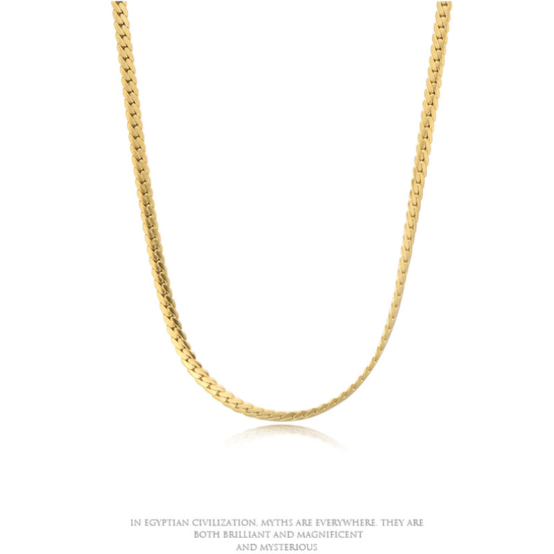 IDEAGEMER | Gold-Plated Embossed Cuban Chain Necklace