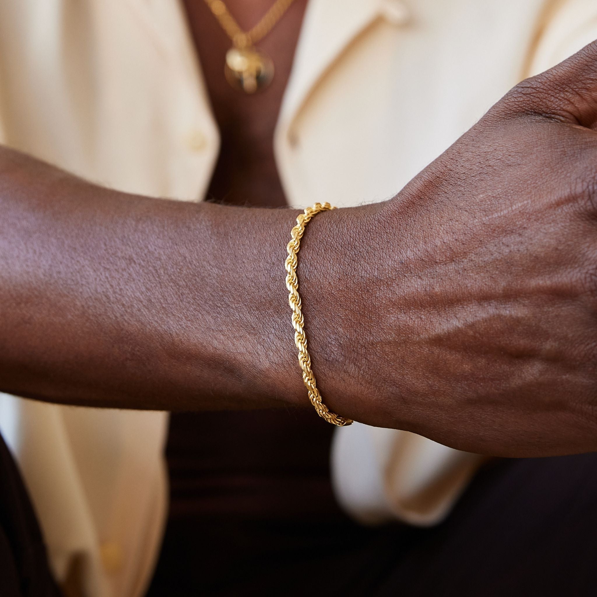 IDEAGEMER | Gold-Plated Stacked Chain Bracelet