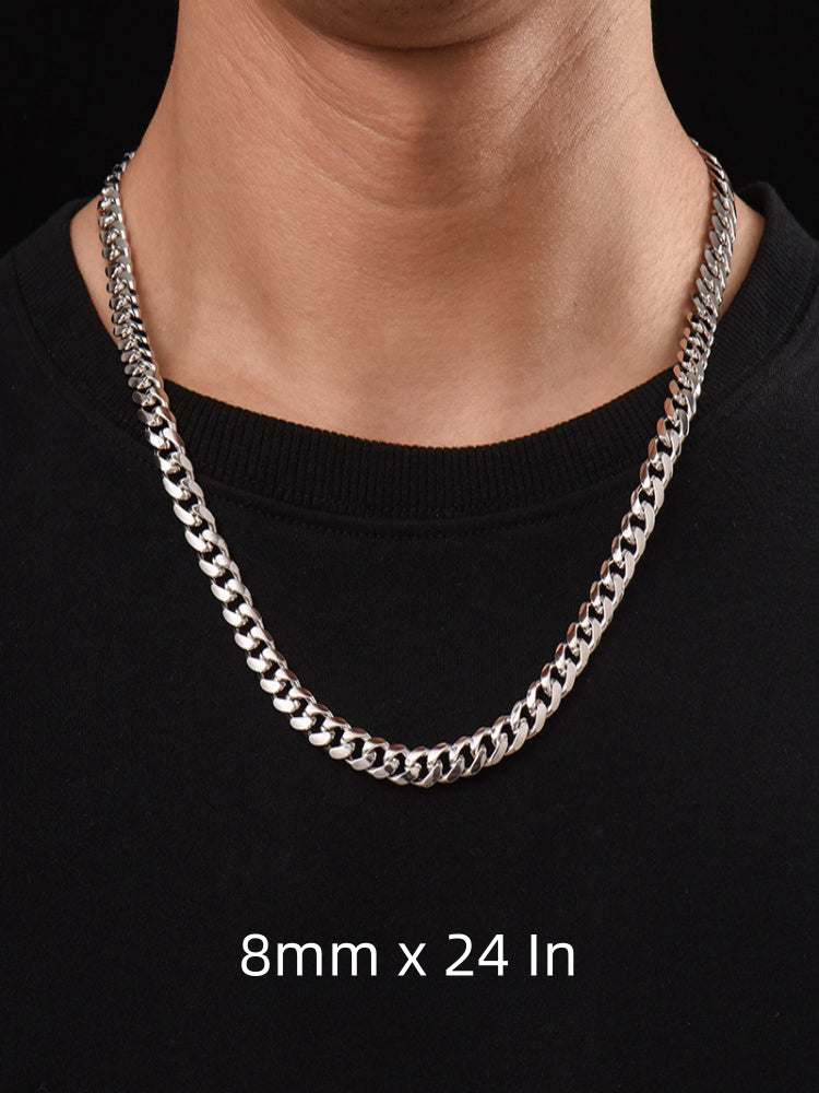 8mm S925 Curb Chain Necklace