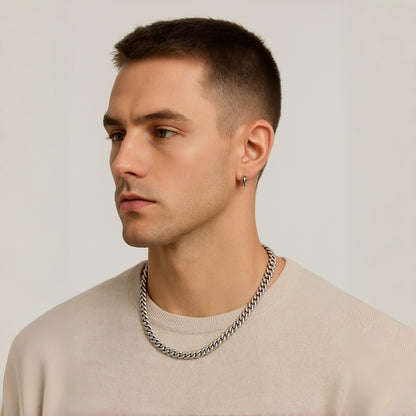 8mm Sterling Silver Cuban Link Chain – Rhodium Finish