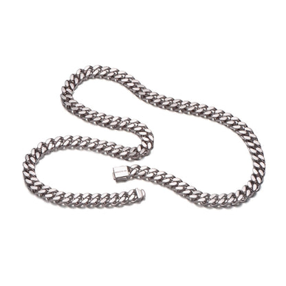 8mm Sterling Silver Cuban Link Chain – Rhodium Finish