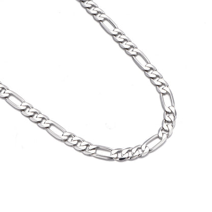 8mm Sterling Silver Figaro Chain – Rhodium Finish