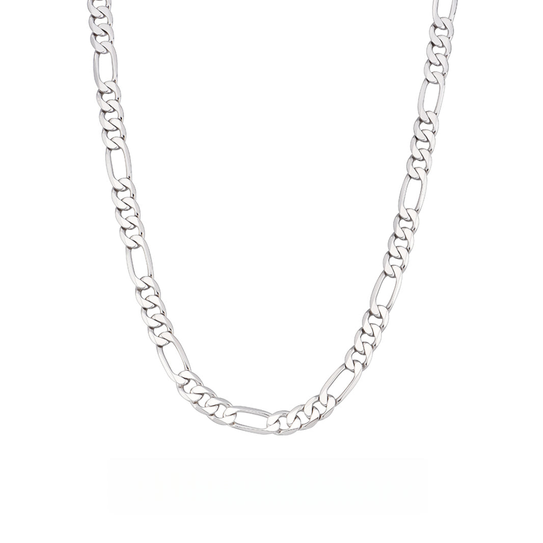 8mm Sterling Silver Figaro Chain – Rhodium Finish