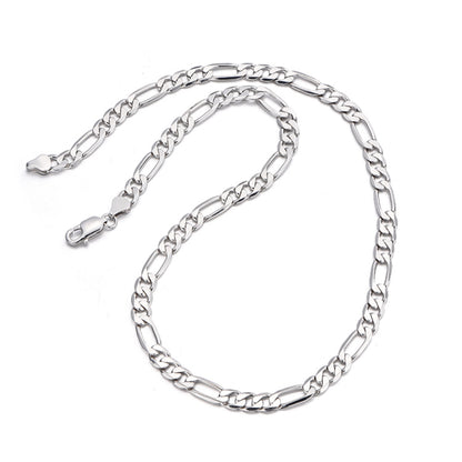 8mm Sterling Silver Figaro Chain – Rhodium Finish