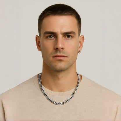 8mm Sterling Silver Cuban Link Chain – Rhodium Finish