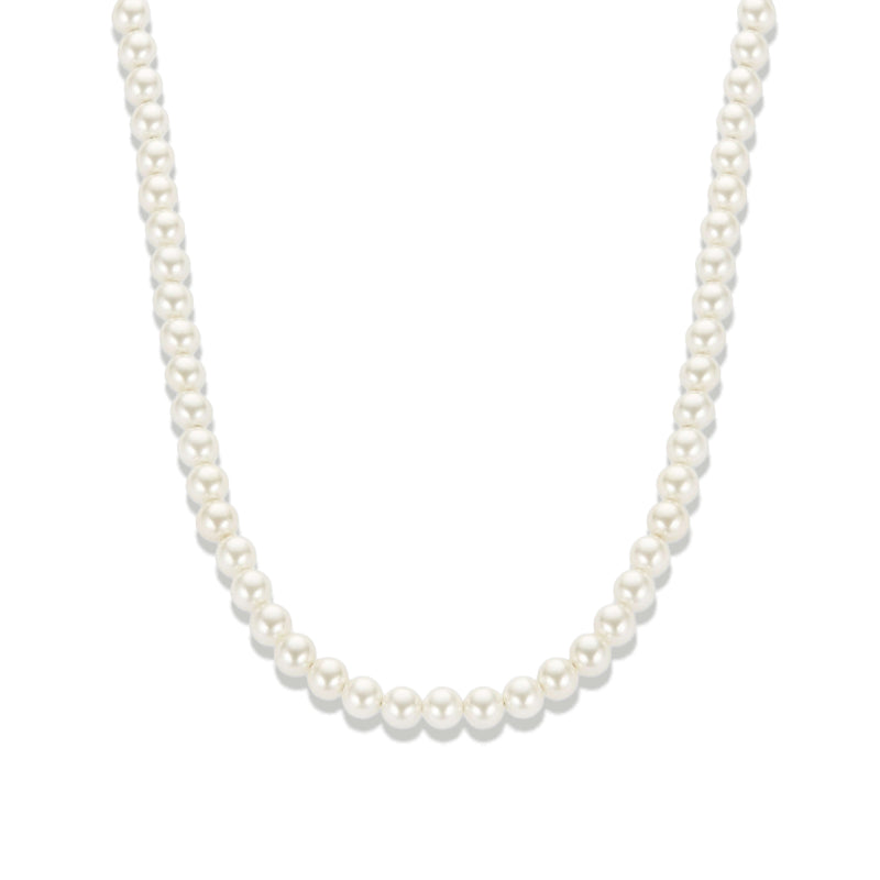 8mm Classic Pearl Necklace – Silver Finish – Inspired by ASAP Rocky