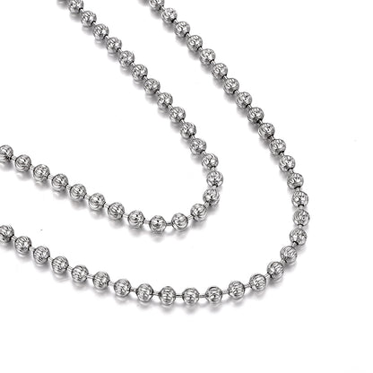 4mm Sterling Silver Beaded Necklace – White Gold Finish