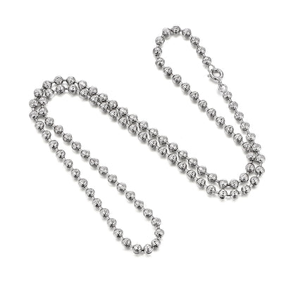 4mm Sterling Silver Beaded Necklace – White Gold Finish