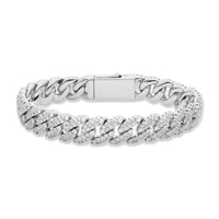 10mm 925 Sterling Silver Iced Out Moissanite Cuban Link Bracelet – White Gold Finish