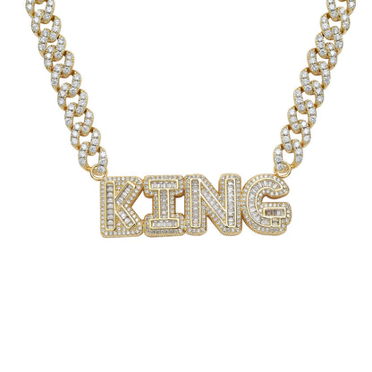 9mm Custom Iced Out Cuban Link Name Pendant – Gold Finish