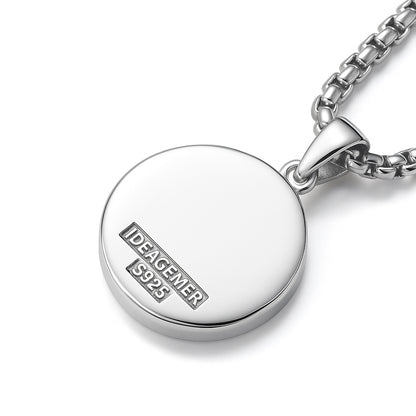 Sterling Silver Compass Pendant – White Gold Finish