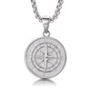 Sterling Silver Compass Pendant – White Gold Finish