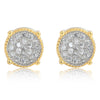 Iced Cluster Round Stud Earrings – 14K Gold Finish