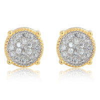 Iced Cluster Round Stud Earrings – 14K Gold Finish