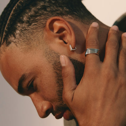 Sterling Silver Square Hoop Earrings – Rhodium Finish