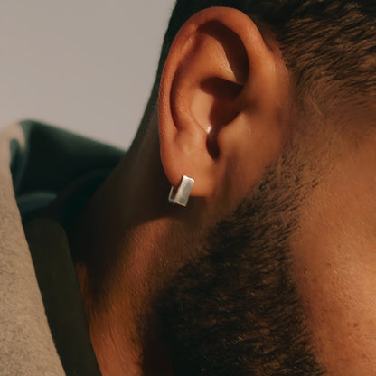 Sterling Silver Square Hoop Earrings – Rhodium Finish