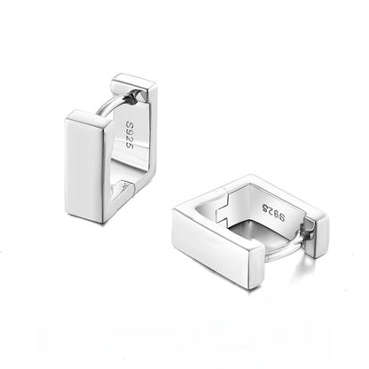 Sterling Silver Square Hoop Earrings – Rhodium Finish