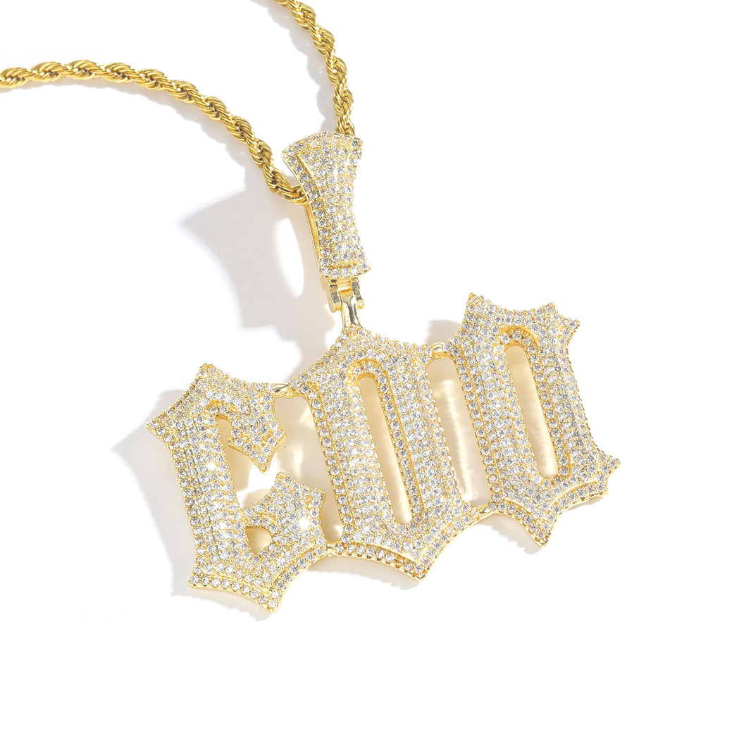 Custom Iced Out Gothic Letter Name Pendant – Gold Finish