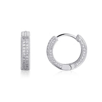 Iced Hoop Earrings – White Gold Finish