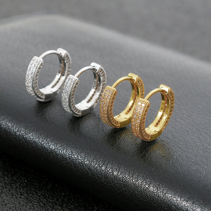 Iced Hoop Earrings – 14K Gold Finish