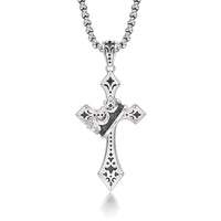 Sterling Silver Royal Crown Cross Pendant – Silver Finish