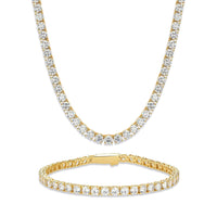 4mm Tennis Chain Set – 14K Gold Finish