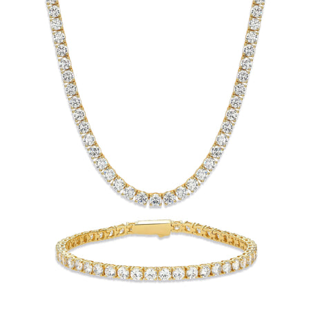 4mm Tennis Chain Set – 14K Gold Finish