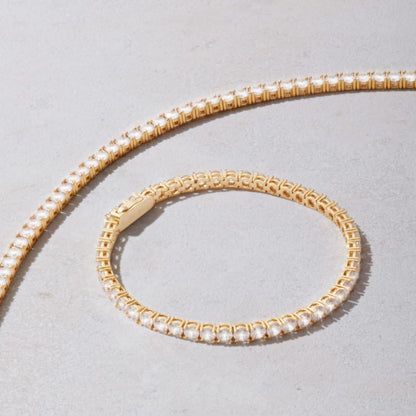 4mm Tennis Chain Set – 14K Gold Finish