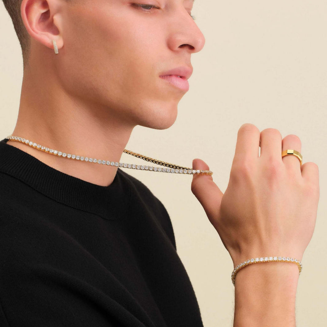 4mm Tennis Chain Set – 14K Gold Finish