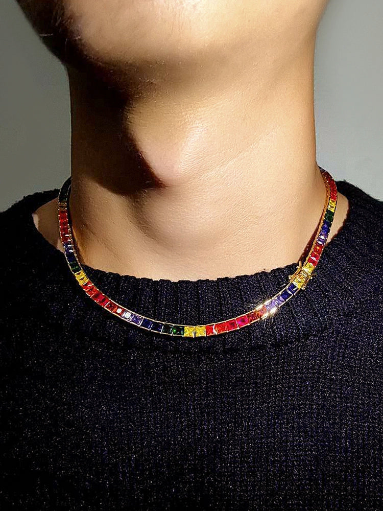 CRALAYSHE | Rainbow Tennis Necklace