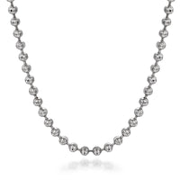 4mm Sterling Silver Beaded Necklace – White Gold Finish