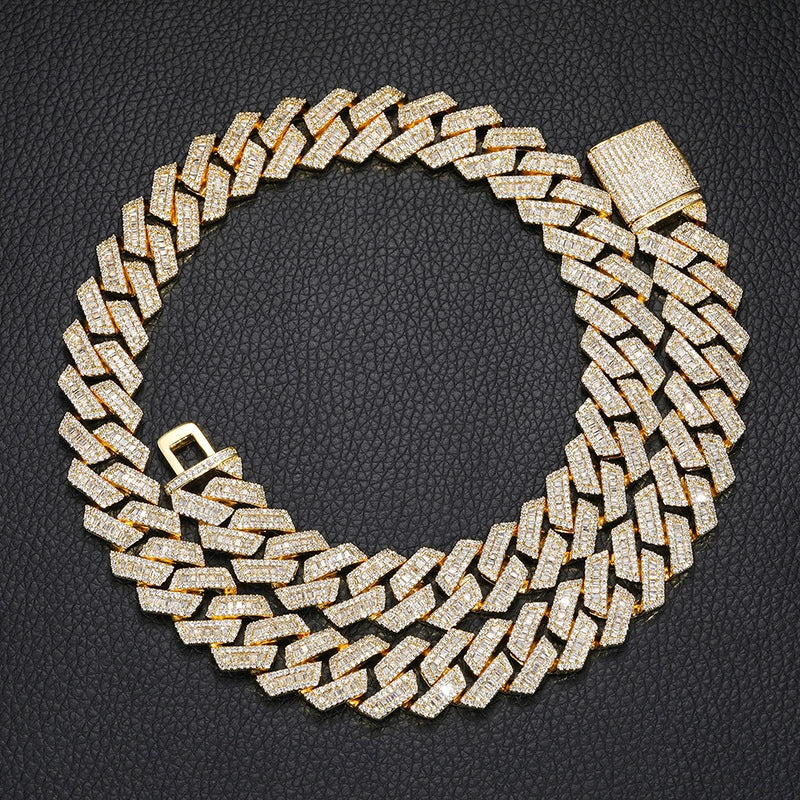 16mm Iced Out 5A Square-Cut Natural Zircon Cuban Chain Necklace