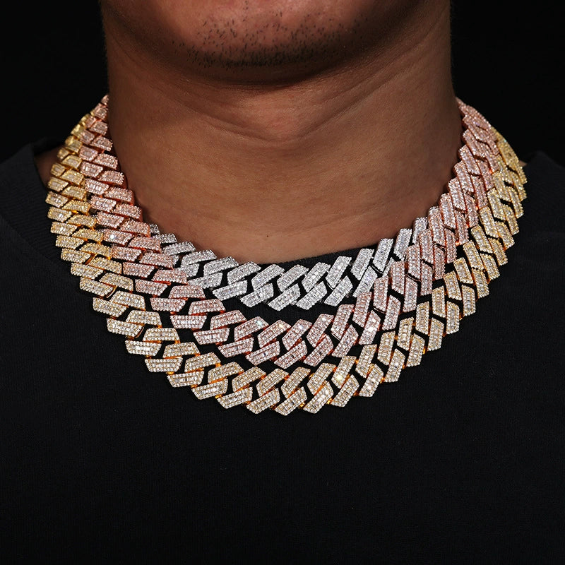16mm Iced Out 5A Square-Cut Natural Zircon Cuban Chain Necklace