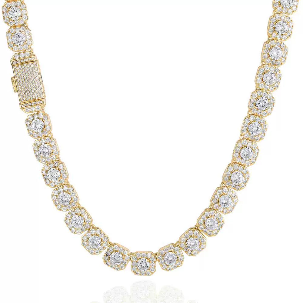 10mm Iced 5A Natural Zircon Tennis Necklace