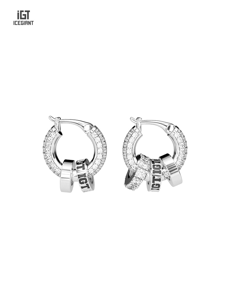 10mm S925 Iced Natural Zircon Hoop Earrings