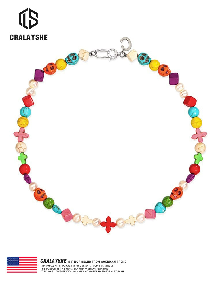 CRALAYSHE | Colored Turquoise Beaded Necklace