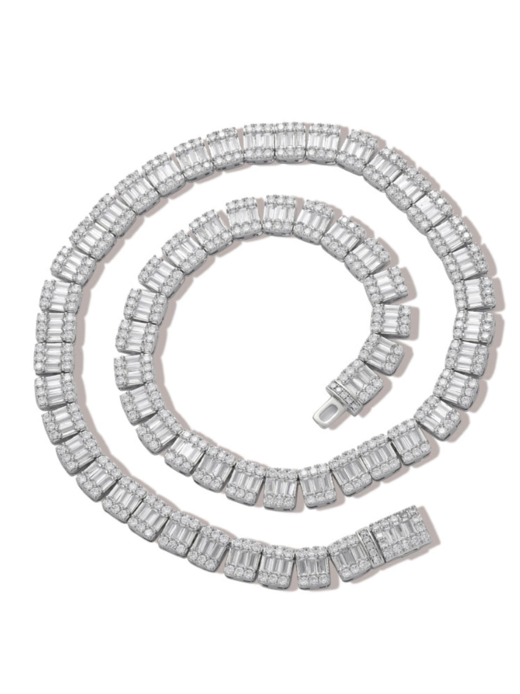 9mm Square Baguette 5A Natural Zircon Tennis Necklace