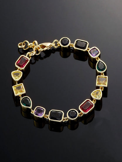 7mm Multicolor 5A Mixed-Shape Natural Zircon Gemstone Bracelet