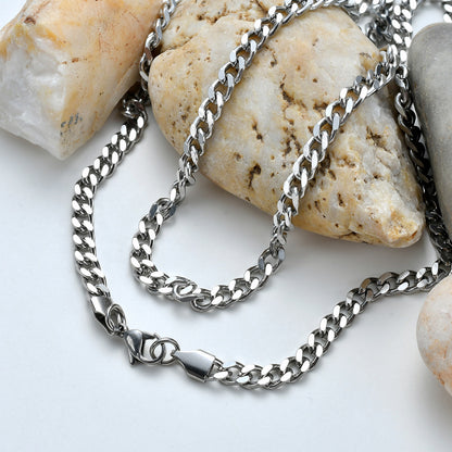 5mm Cuban Link Chain – Silver Finish