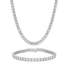 4mm Tennis Chain Set – Silver Finish