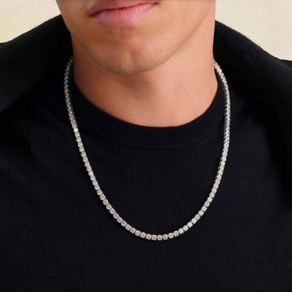 4mm Tennis Chain Set – Silver Finish
