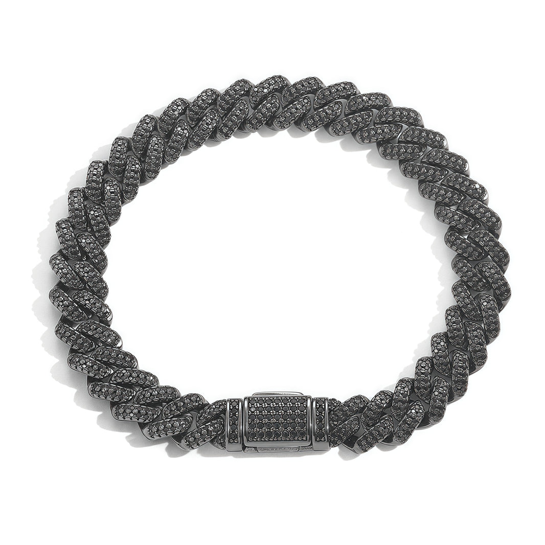 10mm Iced Out Diamond-Cut Cuban Link Bracelet – Black Gold Finish