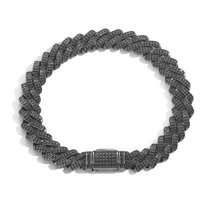 10mm Iced Out Diamond-Cut Cuban Link Chain Set – Black Gold Finish